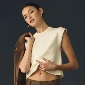 Anthropologie | Maeve Noah Sleeveless Muscle Sweater Tank | Cream, Large
